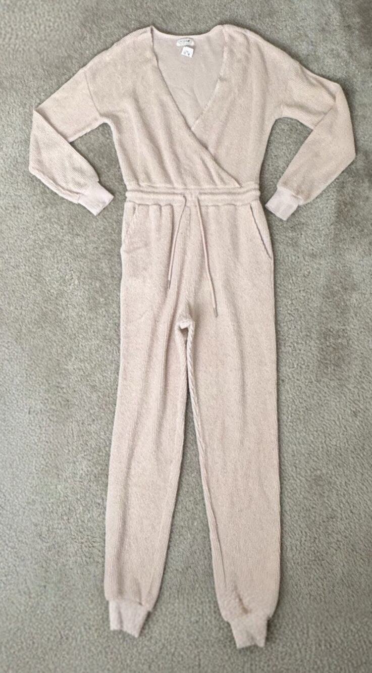 L Space Womens Tall 12 light taupe Knit Sweater Jumpsuit Long Sleeve Lounge